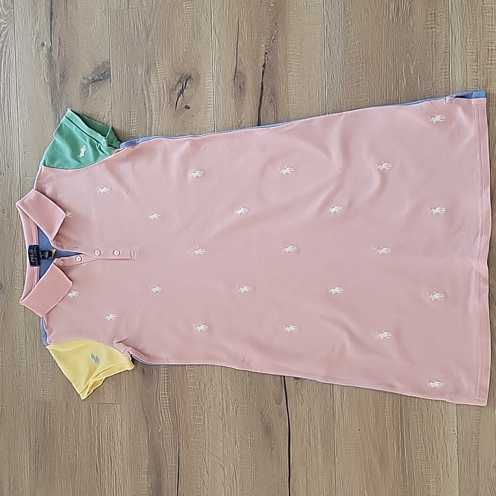 Polo by Ralph Lauren Pink Polo Dress with Yellow & Green Sleeves